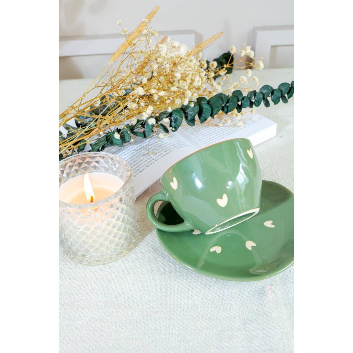 Green Warm Hug Cup & Saucer