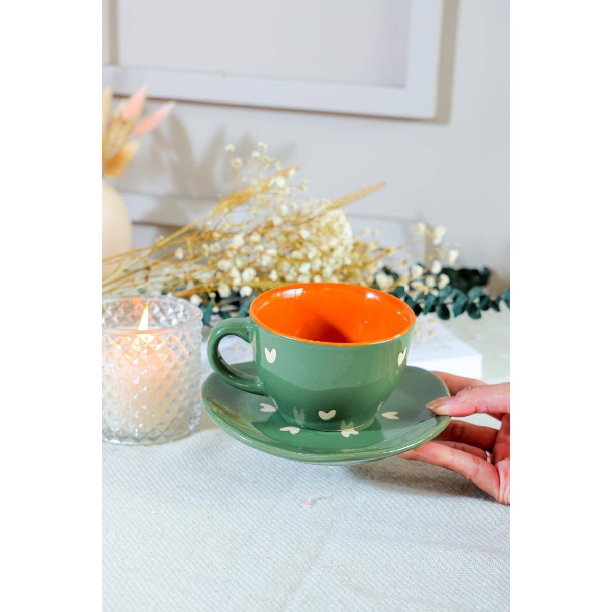 Green Warm Hug Cup & Saucer