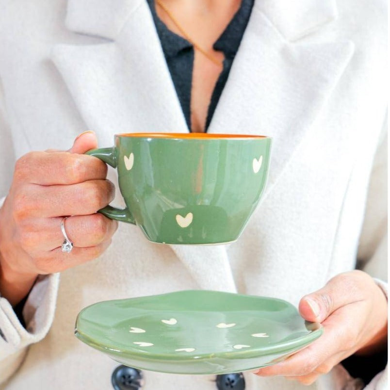 Green Warm Hug Cup & Saucer