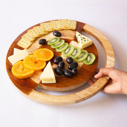 Two-Hued Mango Wood Cheese Platter | Byora Homes | Brown | Mango Wood