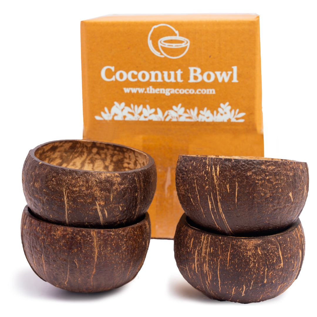 Thenga Coconut Shell Natural Bowl,for Smoothie, Salad 350 ML (Set of 2)