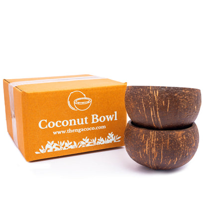 Thenga Coconut Shell Natural Bowl,for Smoothie, Salad 350 ML (Set of 2)