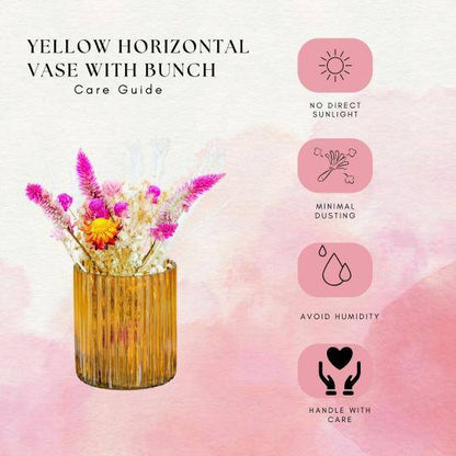 Yellow horizontal vase with Garden bunch