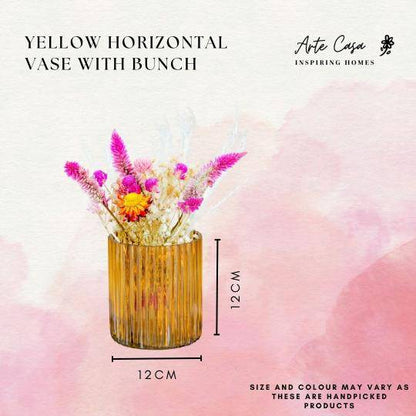 Yellow horizontal vase with Garden bunch