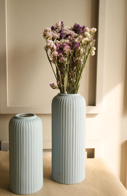 Modern Ribbed vase set of 3