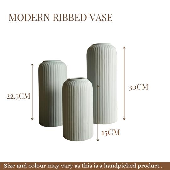 Modern Ribbed vase set of 3