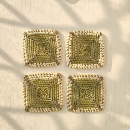 Quad Coasters | Byora Homes | Golden | Sabai Grass | Set of 4