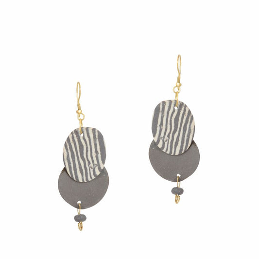 ceramic double loop grey earring set