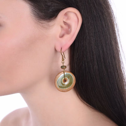 glazed ceramic loop olive earring set