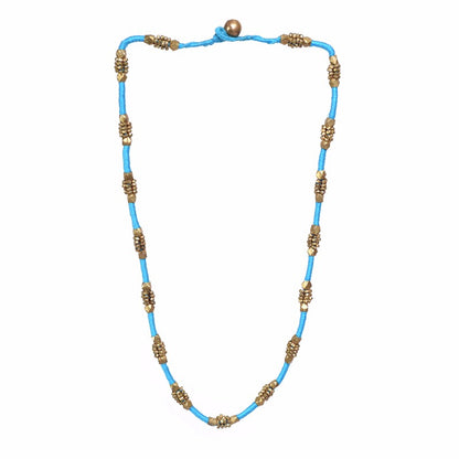 blue Dhokra neck piece