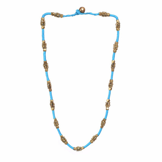 blue Dhokra neck piece