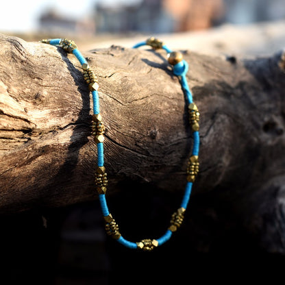 blue Dhokra neck piece