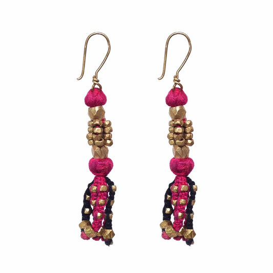 Pink & Black Dhokra Earring set