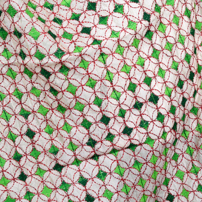 Phulkari design Off-white base with green color embroidery Stole