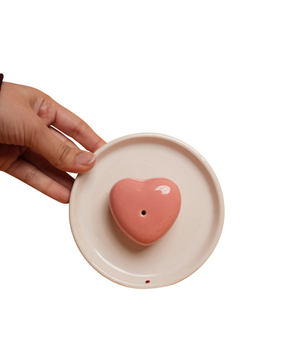 HeartGlow Agarbati Stand | Heart Shaped Ceramic Incense Holder