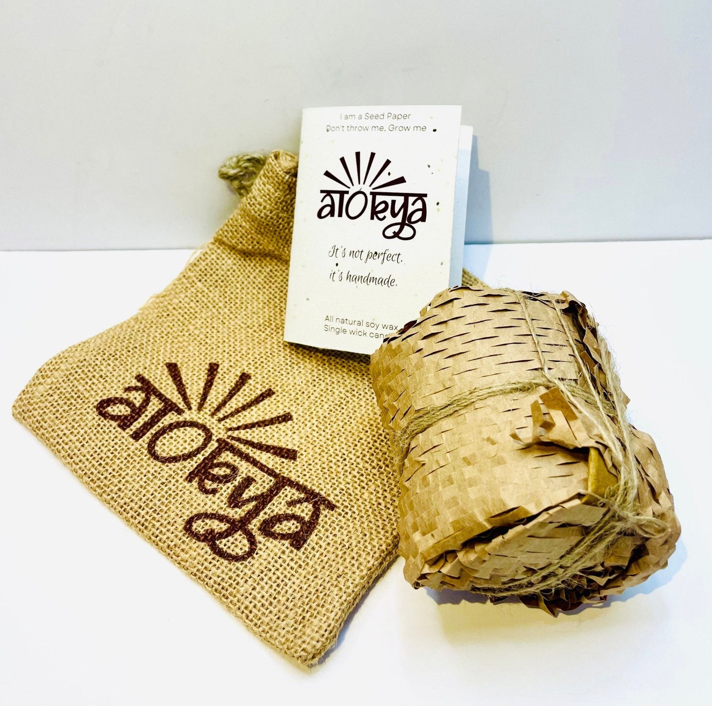 Aranya - Single Wick Scented Candle in Jute Bag