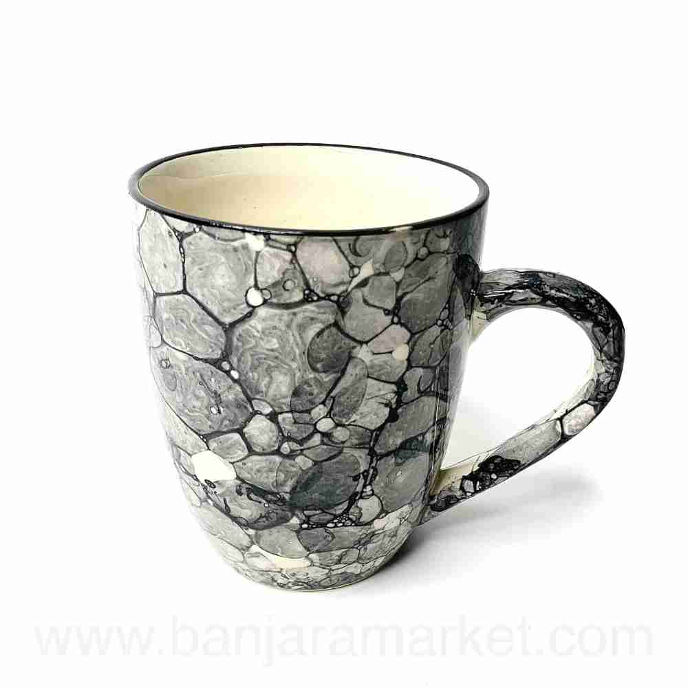 Banjara Market | Grey Bubble Print Mugs (Set of 2)