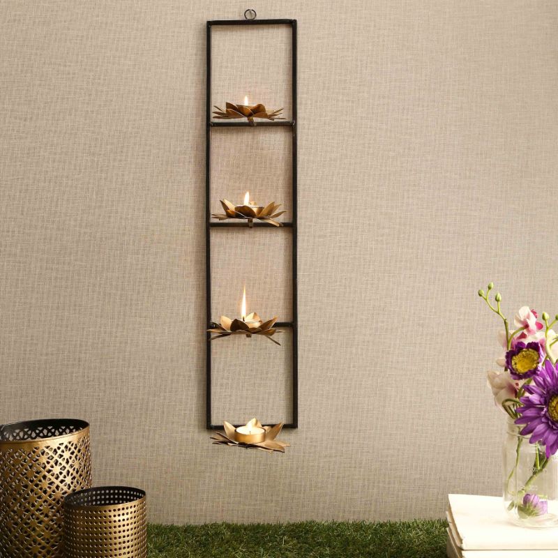 gold & black Metal Wall Tea Light