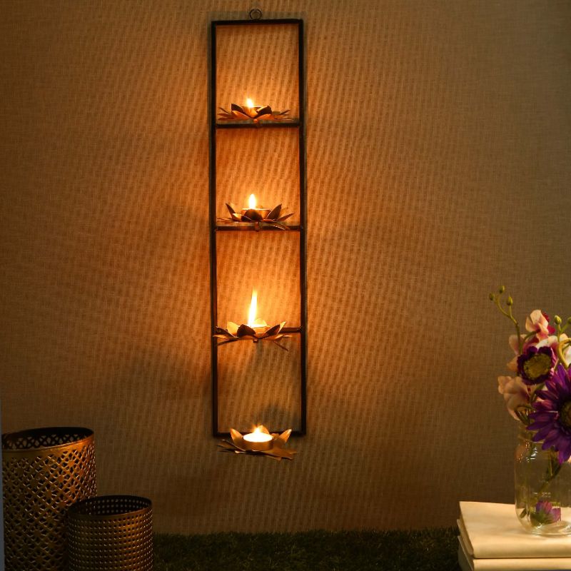 gold & black Metal Wall Tea Light