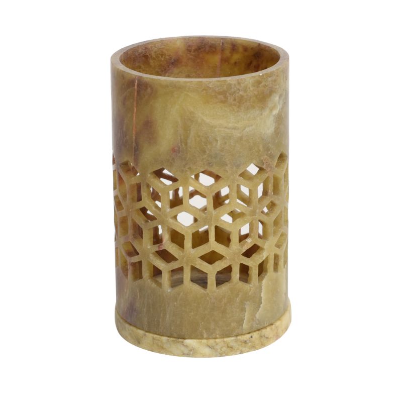 Handcarved Marbel Tea Light Holder for Home Decor(Brown)