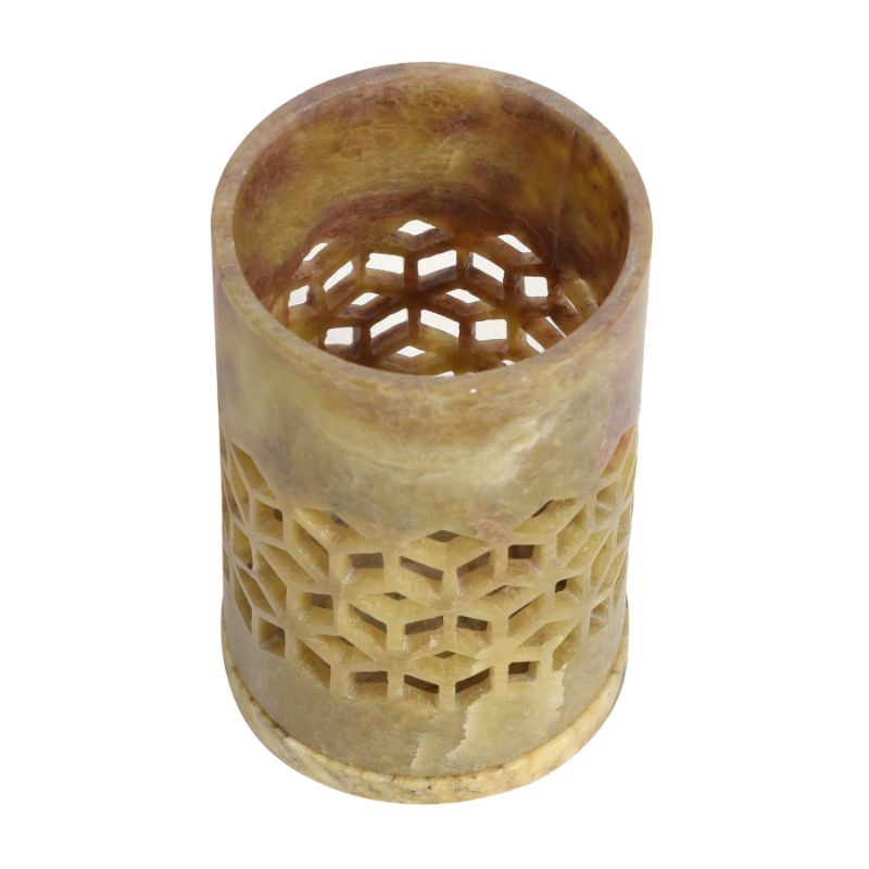 Handcarved Marbel Tea Light Holder for Home Decor(Brown)