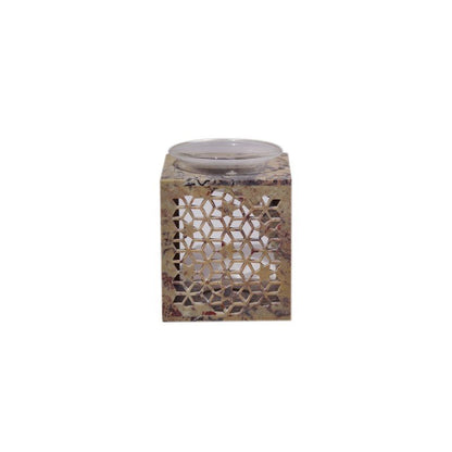 "Square Lattice Design Jaali Work" Soapstone Aroma Oil Diffuser and T Light Holder