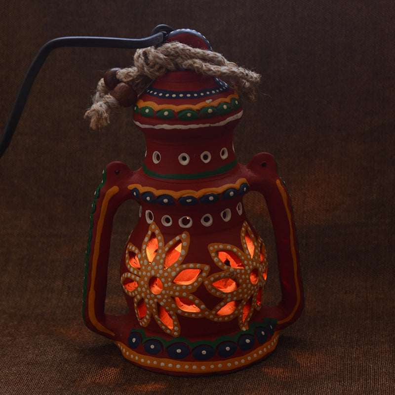 Terracotta Hanging Lantern - Red