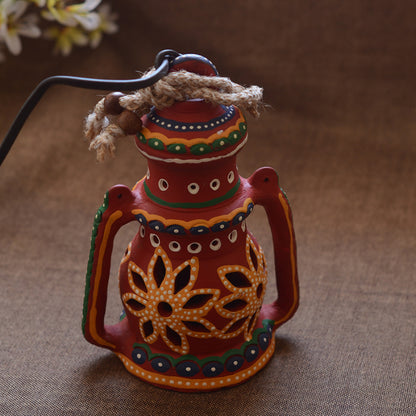 Terracotta Hanging Lantern - Red