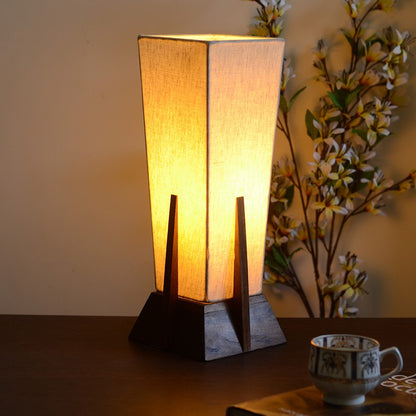Handcarved wooden Brown Table Lamp