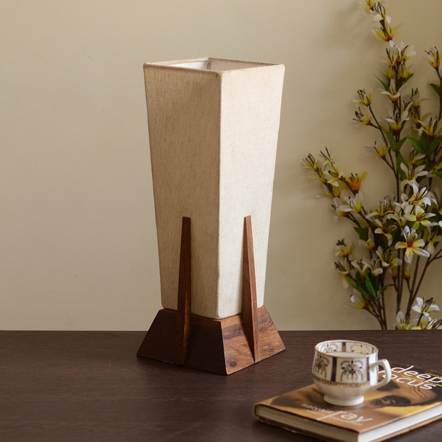 Handcarved wooden Brown Table Lamp