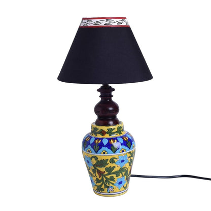 Blue pottery mugal art ceramic matka decorative Lamp (Multicolor)