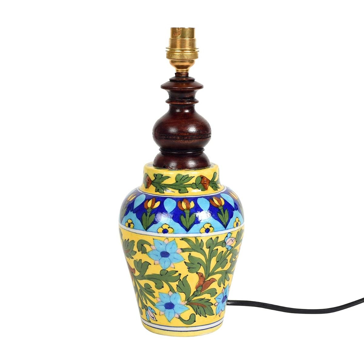 Blue pottery mugal art ceramic matka decorative Lamp (Multicolor)