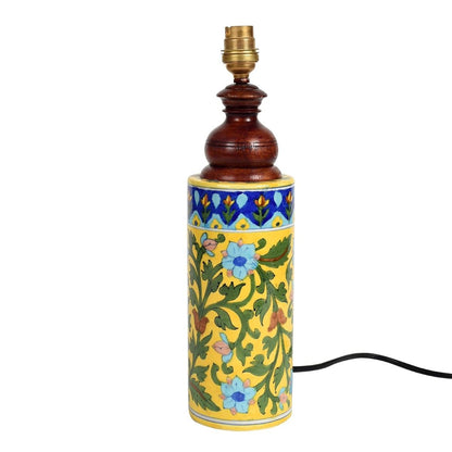 Blue pottery mugal art ceramic cylindrical decorative Lamp (Multicolor)