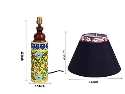 Blue pottery mugal art ceramic cylindrical decorative Lamp (Multicolor)