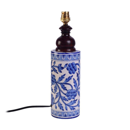 Blue pottery mugal art ceramic cylindrical decorative Lamp (Blue,Off-white)