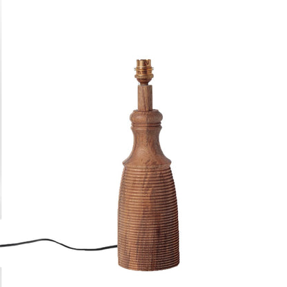 "Cylindrical Ribbed" sheesham wood table lamp with off-white shade