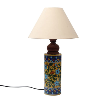 Blue pottery "Mugal Bageecha Cylindrical" ceramic decorative Lamp (Multicolor)