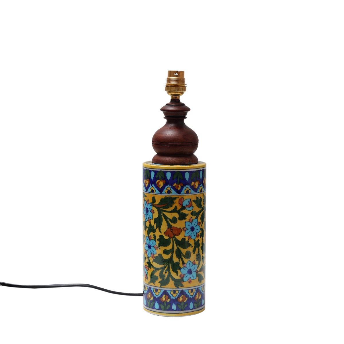 Blue pottery "Mugal Bageecha Cylindrical" ceramic decorative Lamp (Multicolor)