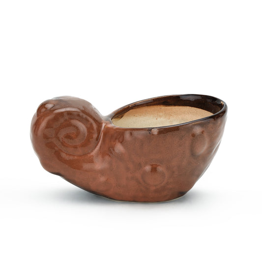 Ceramic Snail Brown Planter