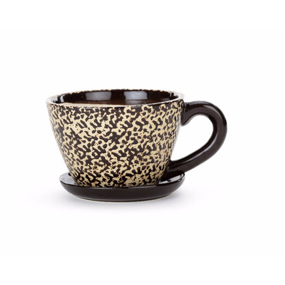Ceramic Brown Cup Saucer Planter