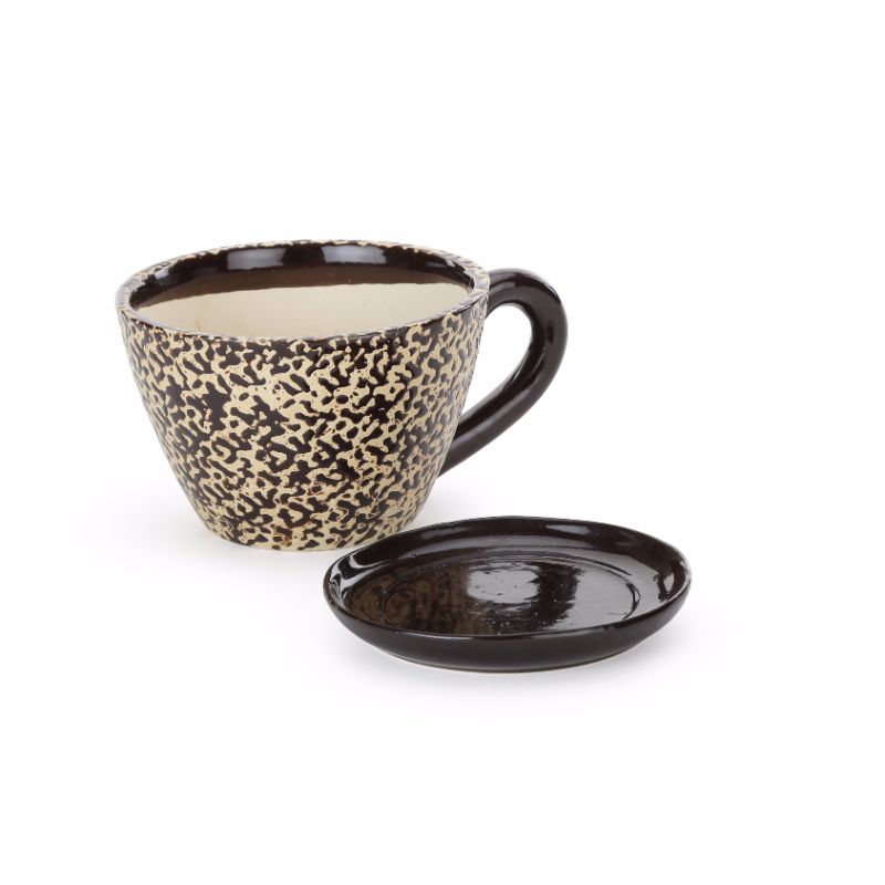 Ceramic Brown Cup Saucer Planter