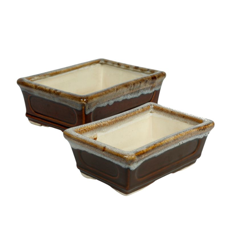 bonsai rectangle ceramic studio pottery planter(Set of 2)