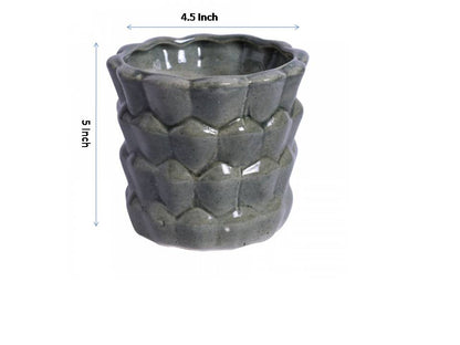 ceramic glazed studio grey bucket table top planter