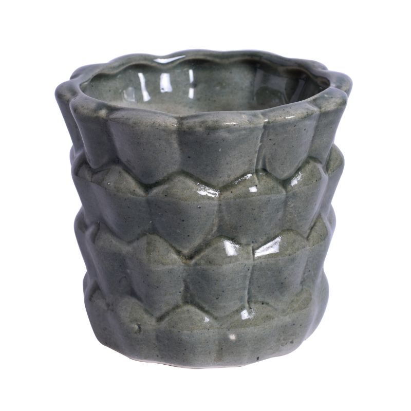 ceramic glazed studio grey bucket table top planter