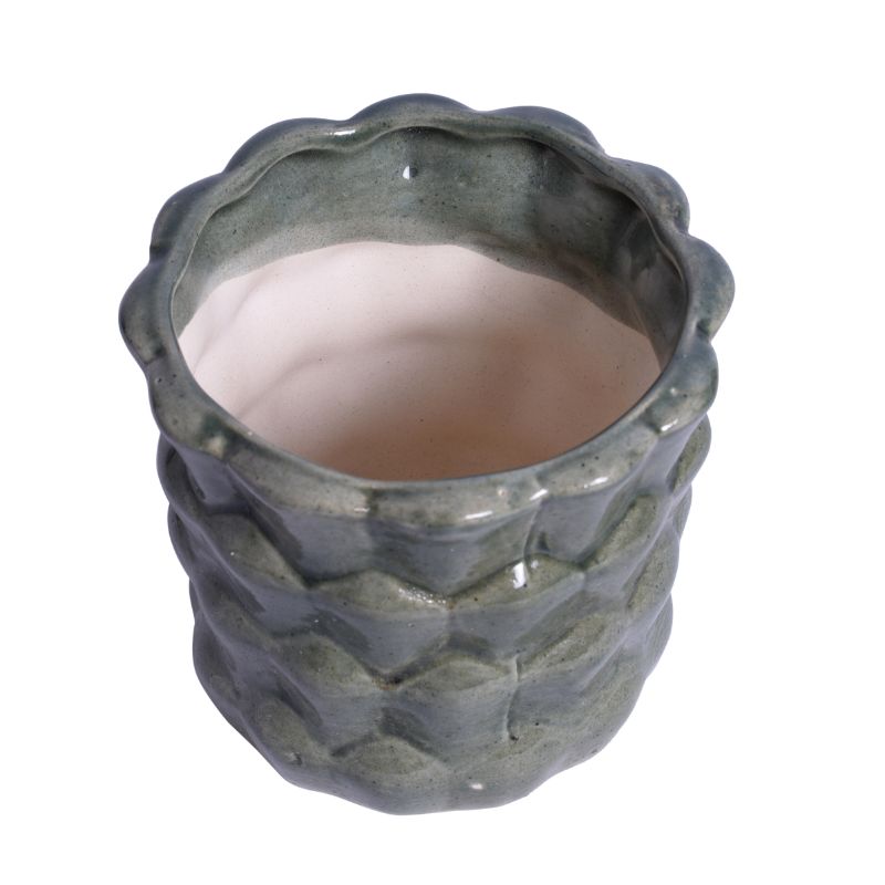 ceramic glazed studio grey bucket table top planter