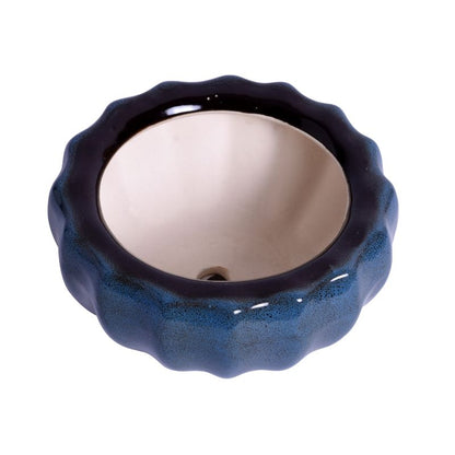 ceramic glazed studio blue bowl table top planter