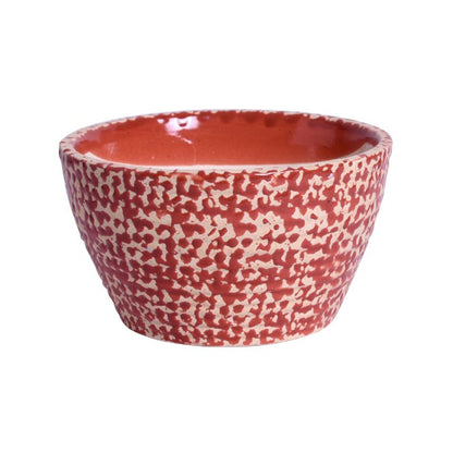 ceramic glazed red oval polka dot table top planter