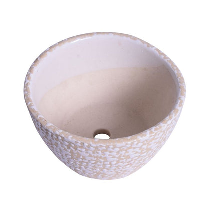 ceramic glazed yellow oval polka dot table top planter