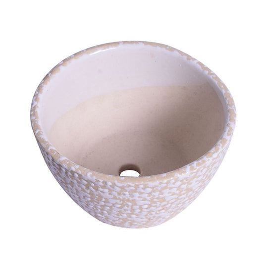 ceramic glazed yellow oval polka dot table top planter