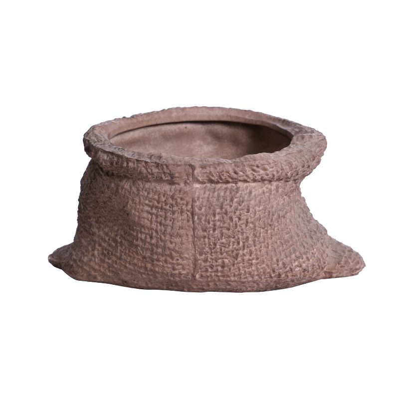 ceramic matte finish brown carry bag table top planter